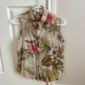 Mango Womens short sleeve collared button down blouse